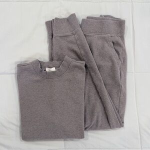 PACT Women's Airplane Set in Heather Gray Size M Mock Neck Shell & Jogger